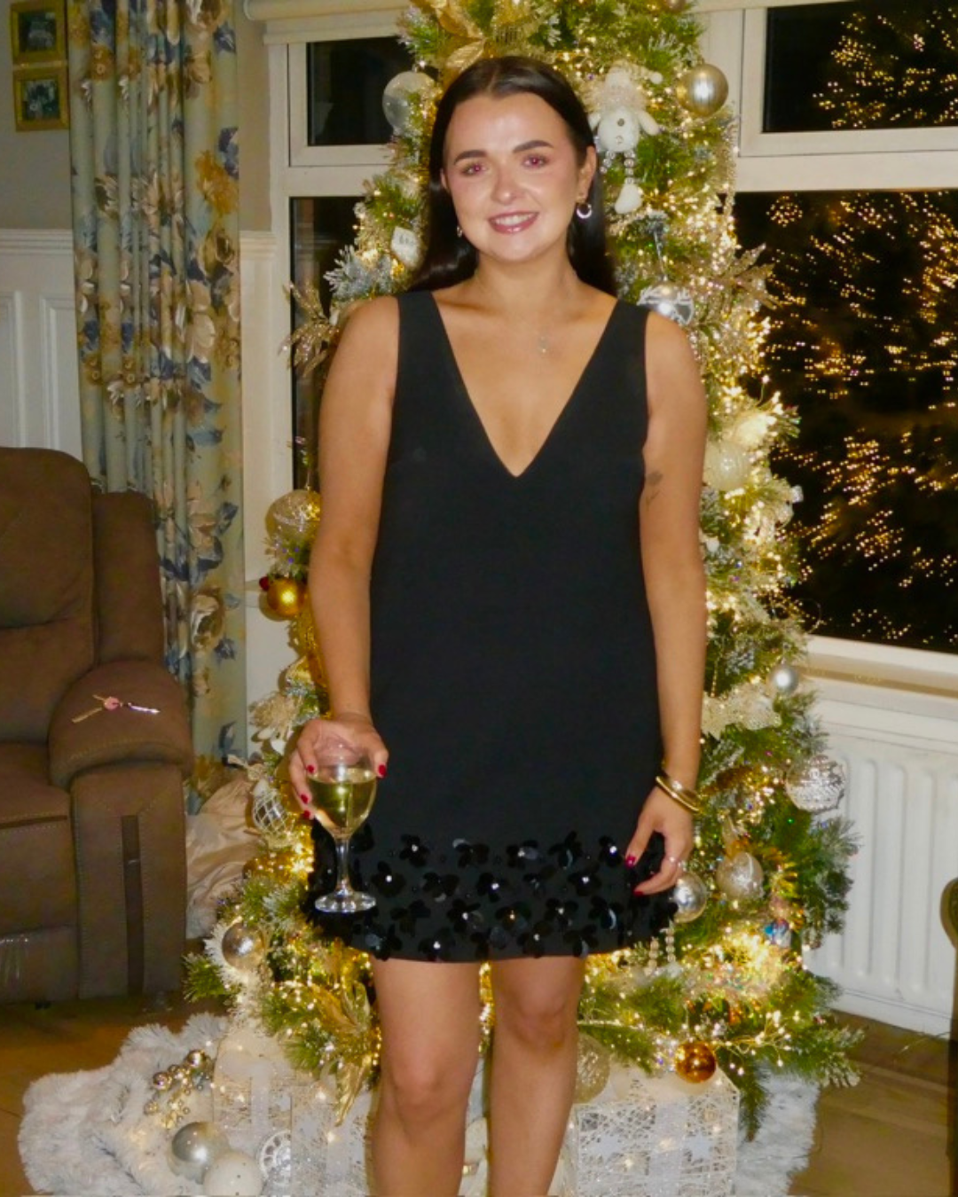 Mini Black Dress with Embellishment