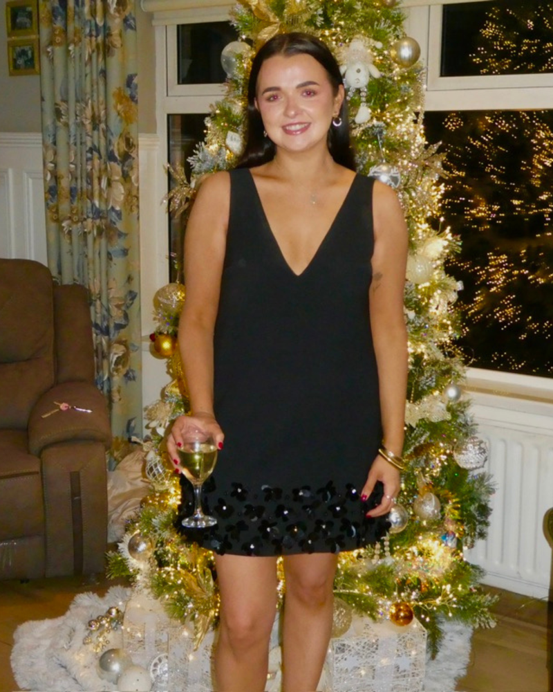 Mini Black Dress with Embellishment