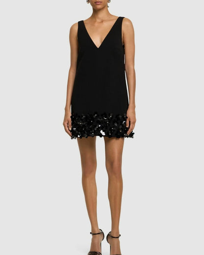 Mini Black Dress with Embellishment