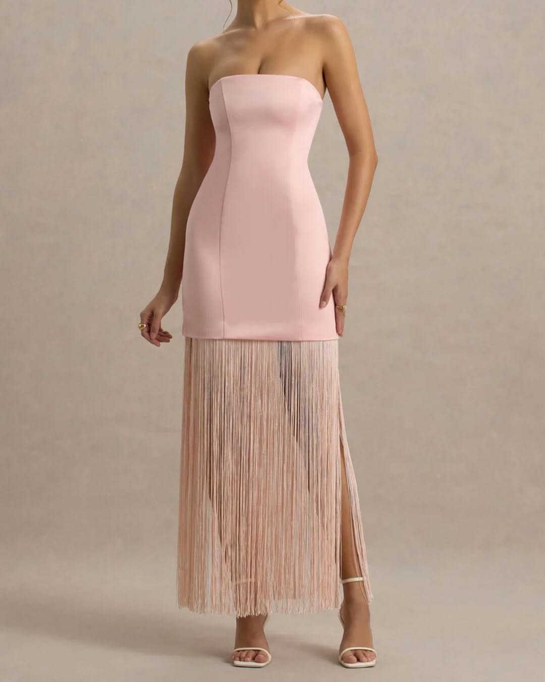 Pink Midi Dress Tassel Detail