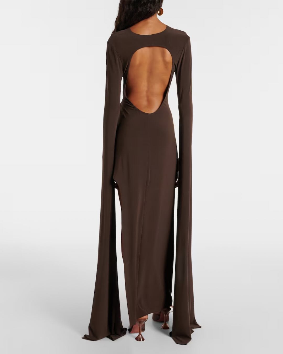 Brown Draped Jersey Gown