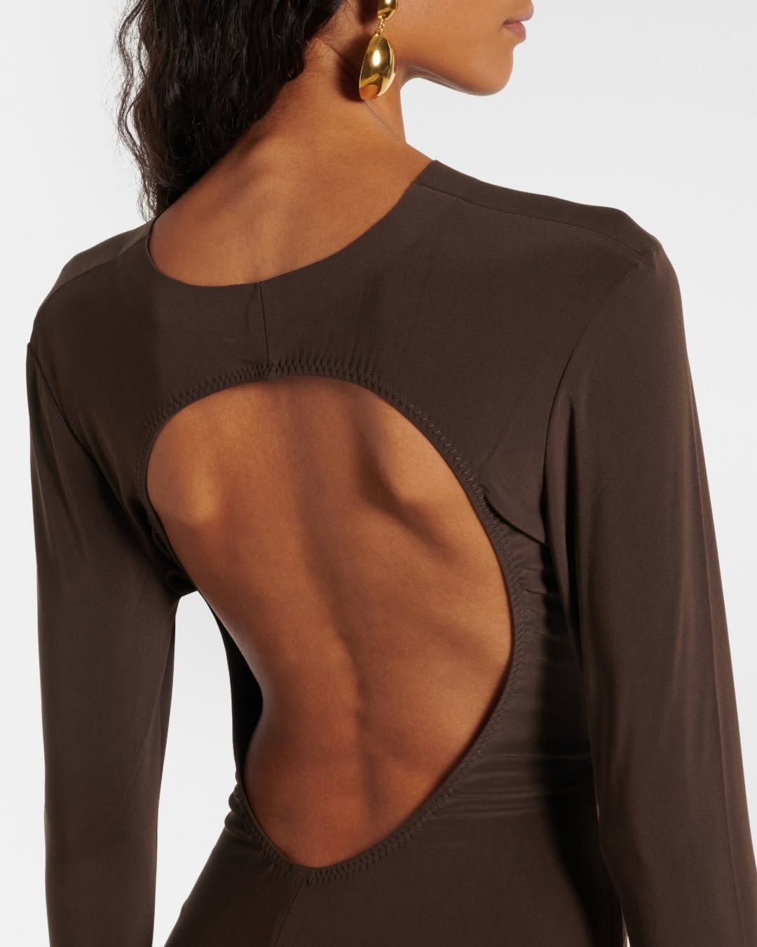 Brown Draped Jersey Gown